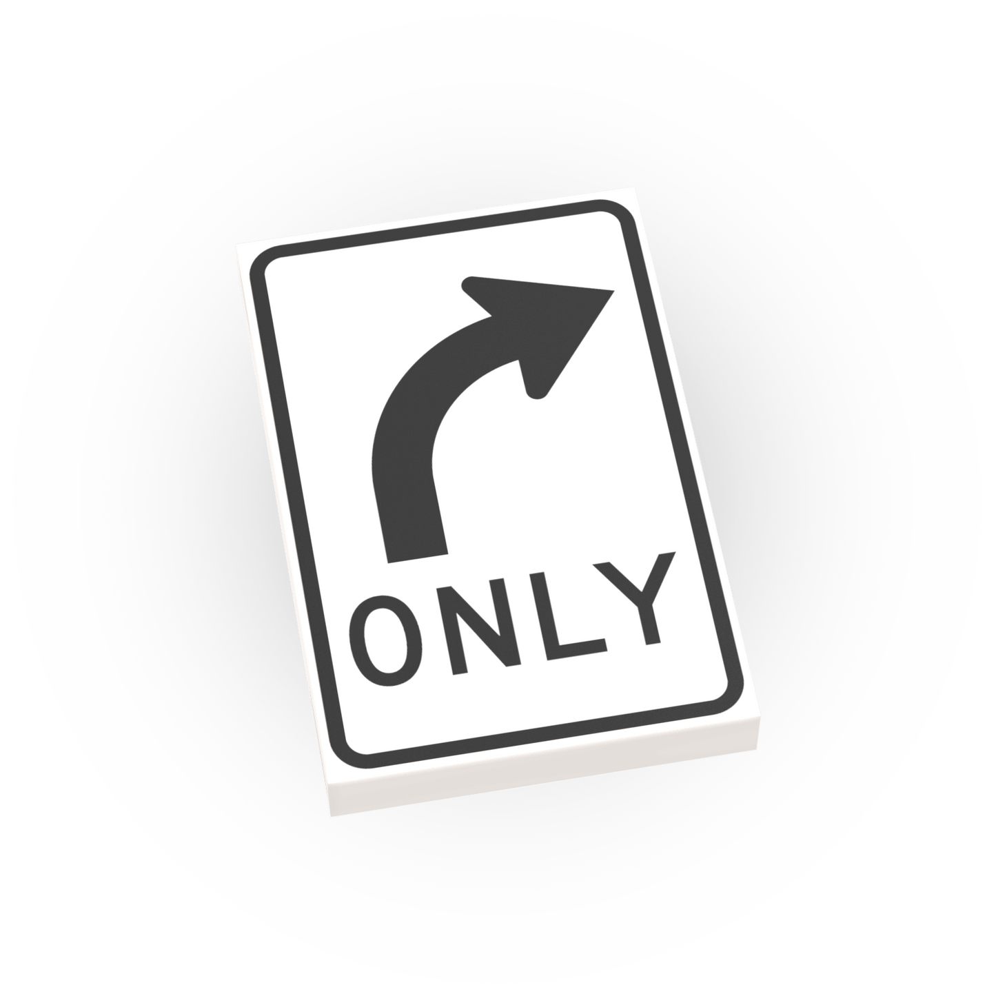 Right Only Street Sign - Custom Printed 2x3 Tile - Made Using LEGO® Parts