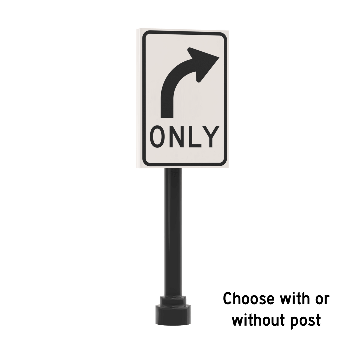 Right Only Street Sign - Custom Printed 2x3 Tile - Made Using LEGO® Parts