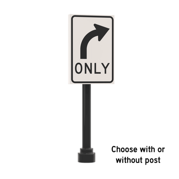 Right Only Street Sign - Custom Printed 2x3 Tile - Made Using LEGO® Parts