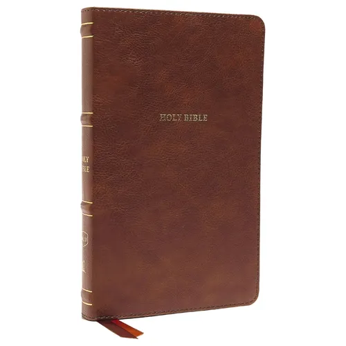 Nkjv, Thinline Bible, Leathersoft, Brown, Thumb Indexed, Red Letter Edition, Comfort Print: Holy Bible, New King James Version - Imitation Leather