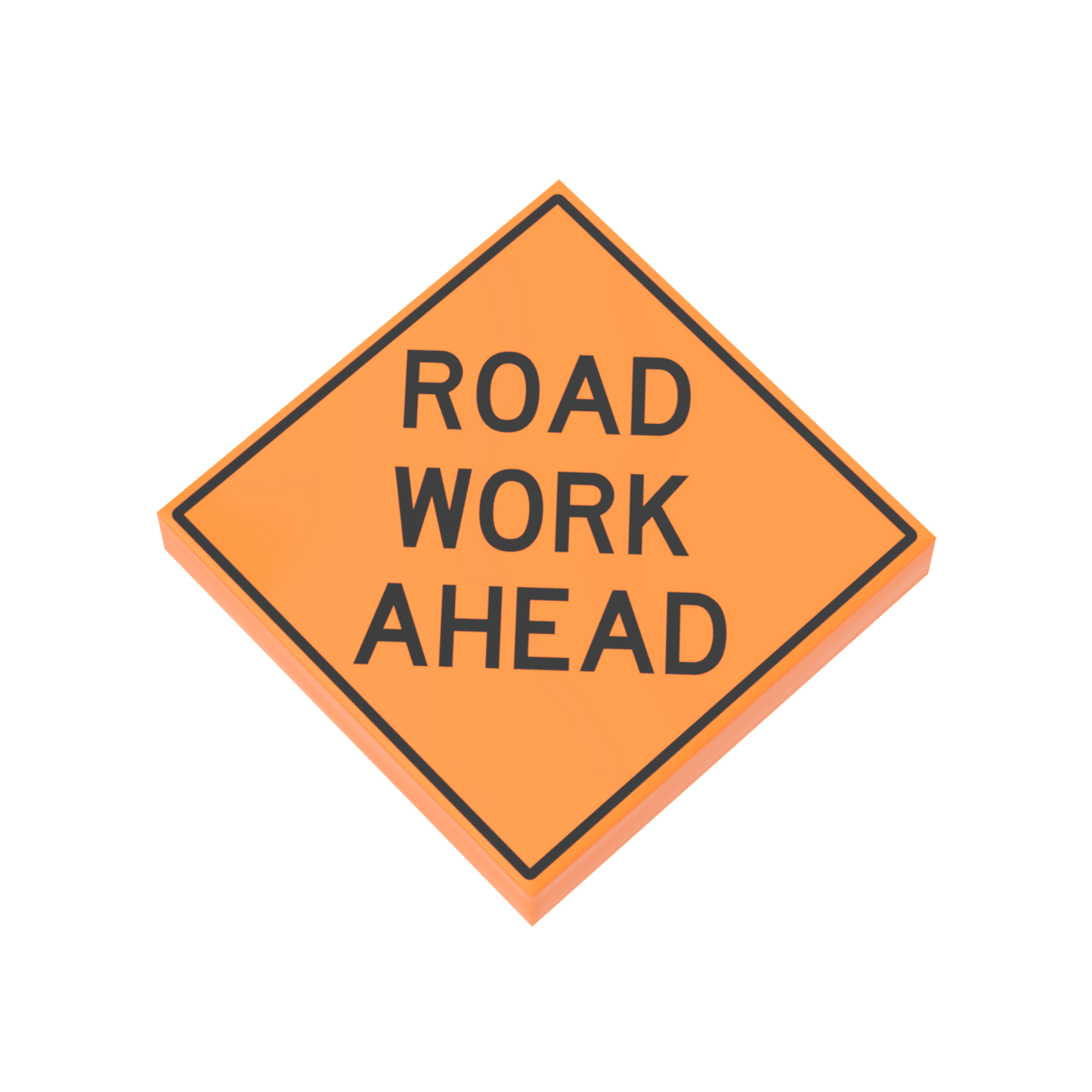"Road Work Ahead" Construction Sign - Custom Printed 2x2 Tile - Made Using LEGO® Parts