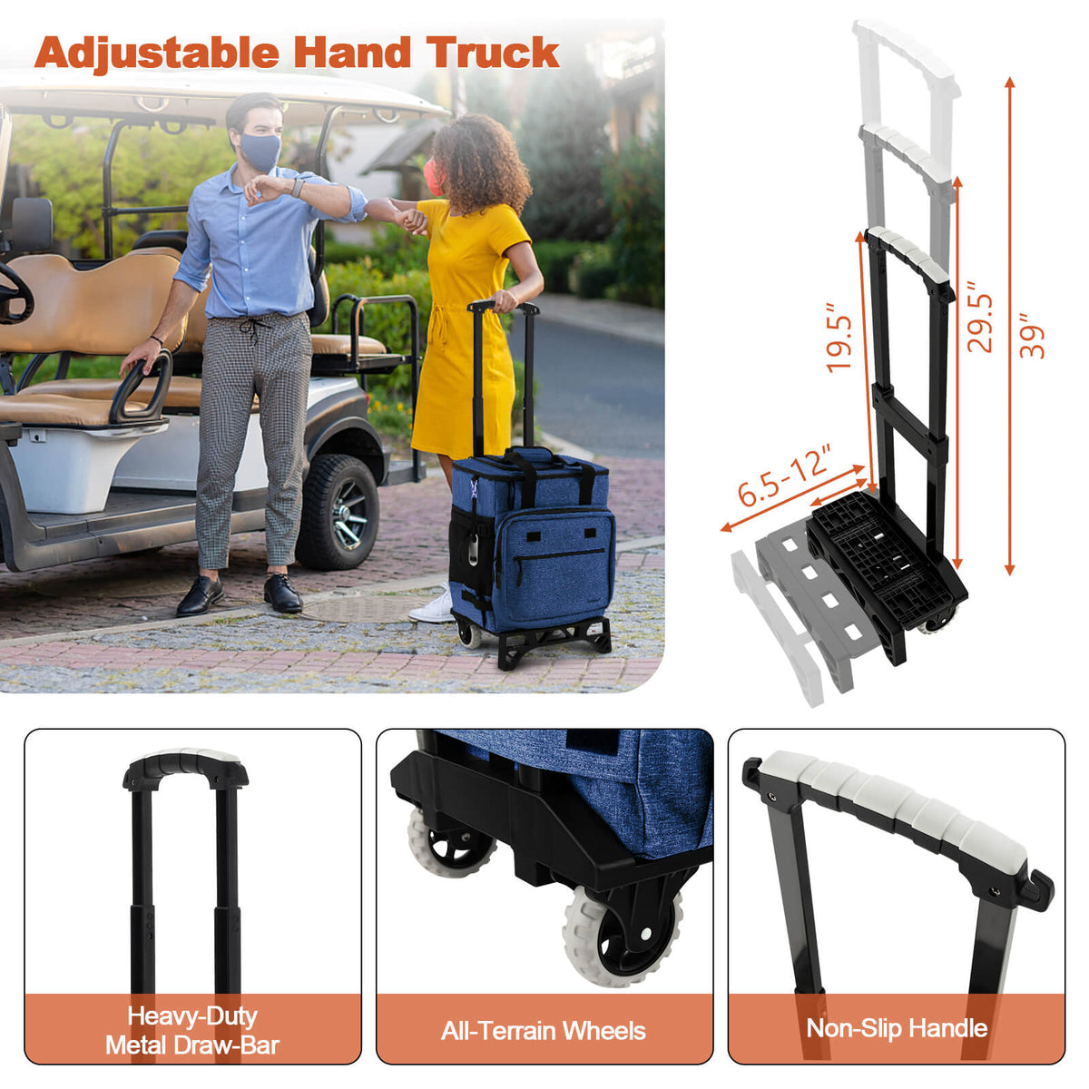 50-Can Large Leakproof Rolling Cooler with Detachable Bottom Plate