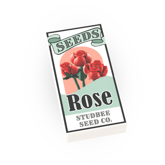 Seed Packet, Rose - Custom Printed Minifig Scale Tile - Made Using LEGO® parts
