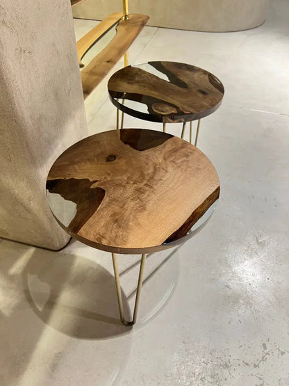 Round Side - End - Accent Table with Straight Edge | Voronoi