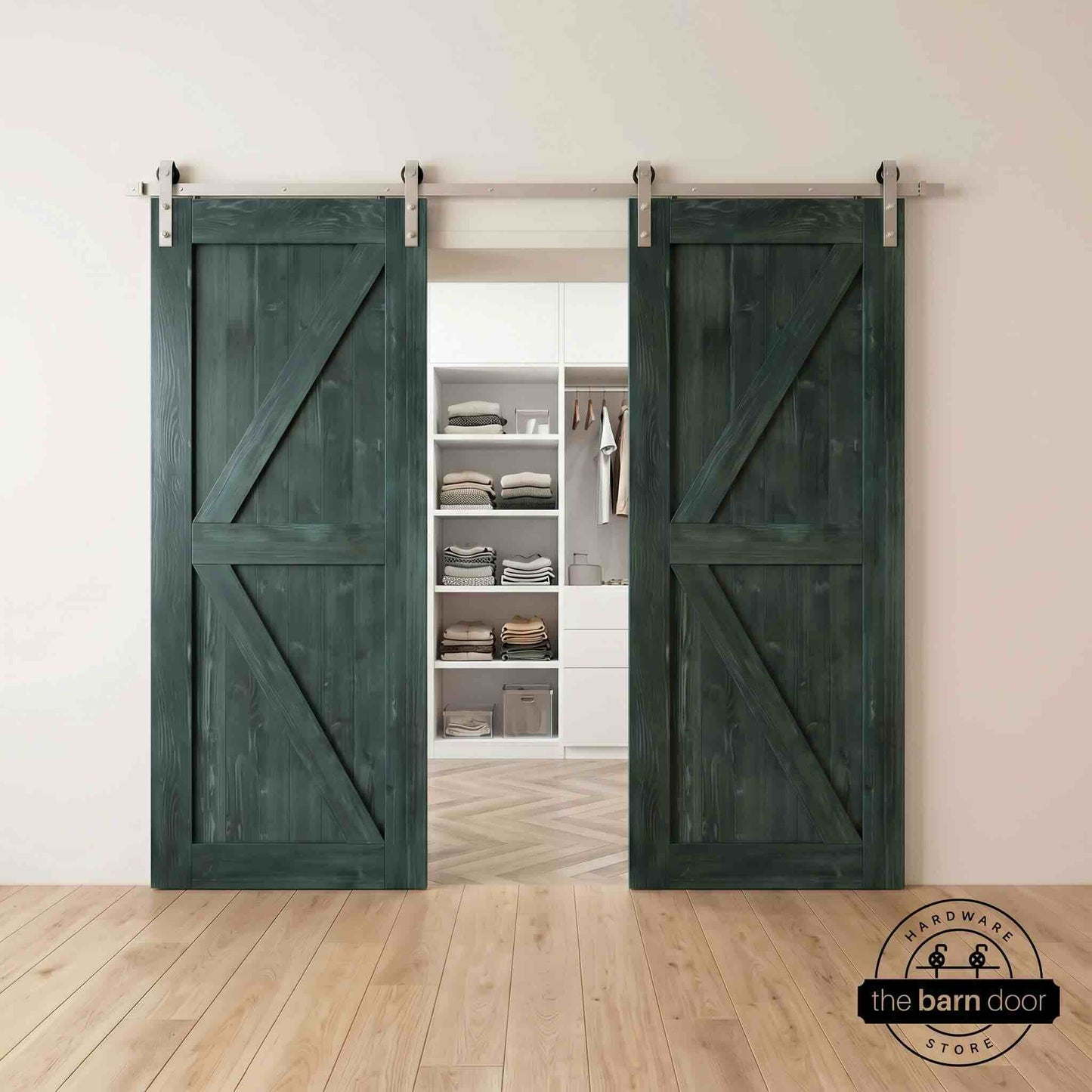 Classic Double Barn Door Kit | Brushed Nickel Hardware