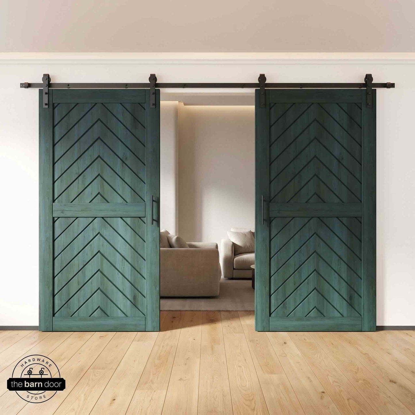 Fishbone Double Barn Door Kit | Black Hardware