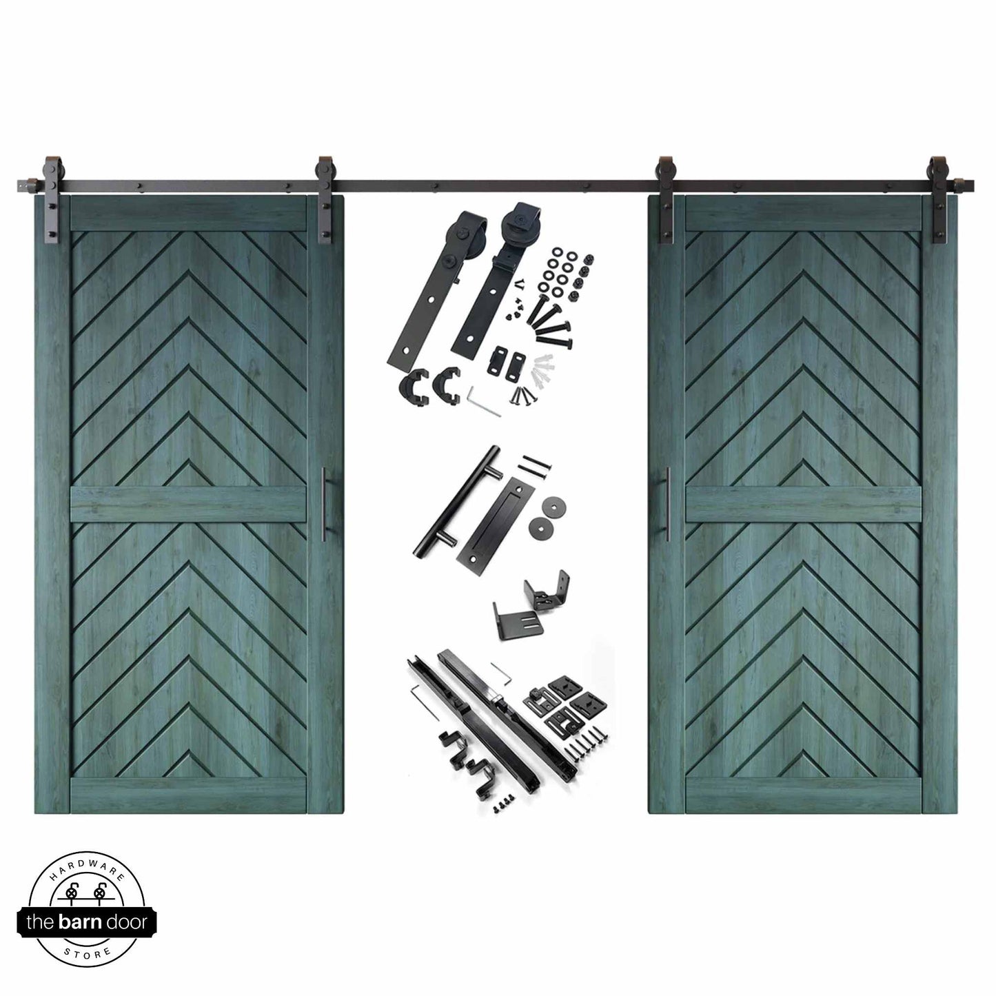 Fishbone Double Barn Door Kit | Black Hardware