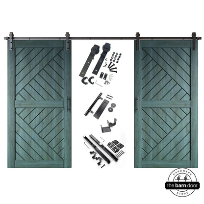 Patterned Double Door Barn Door Kit | Black Barn Door Hardware