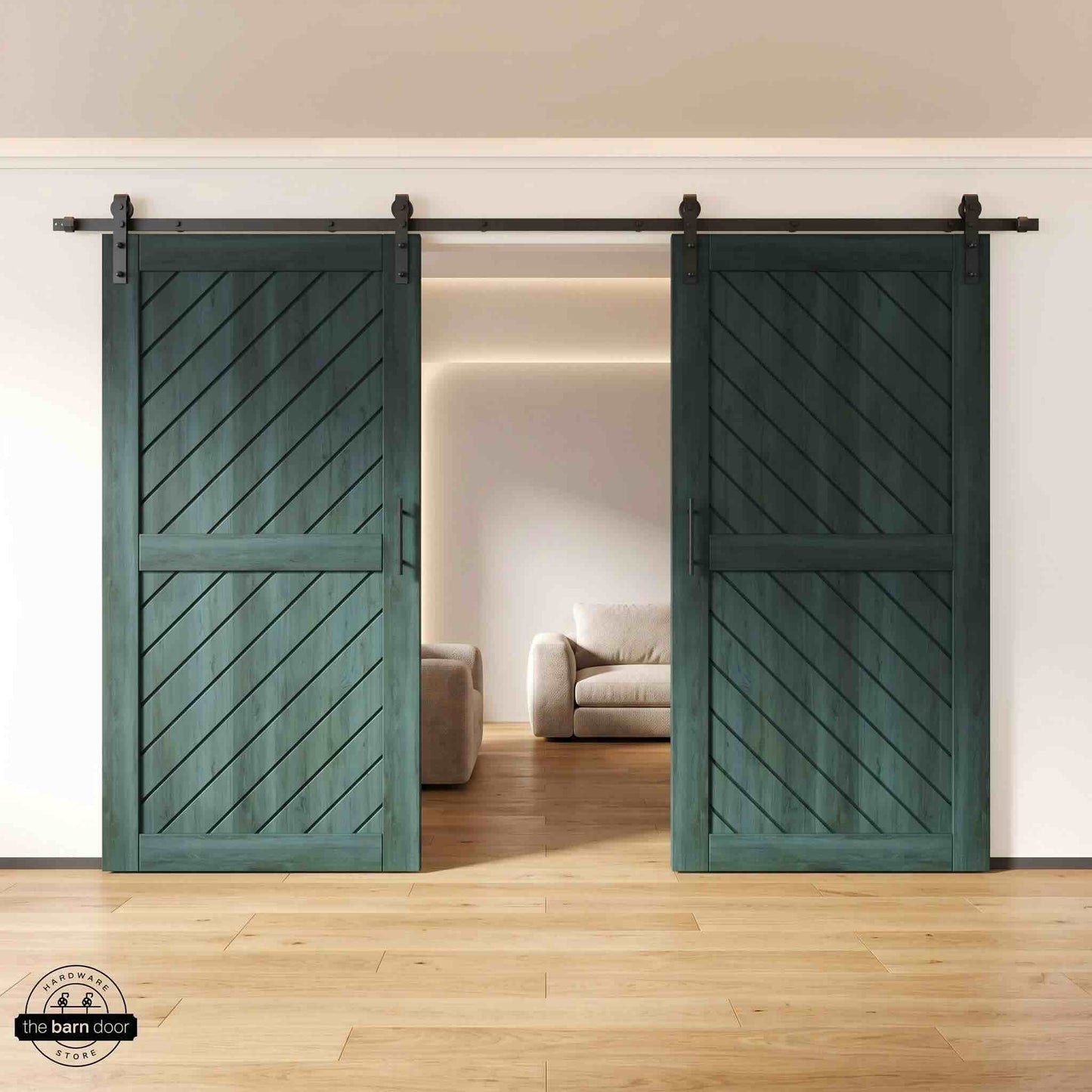 Slanted Double Barn Door Kit | Black Hardware