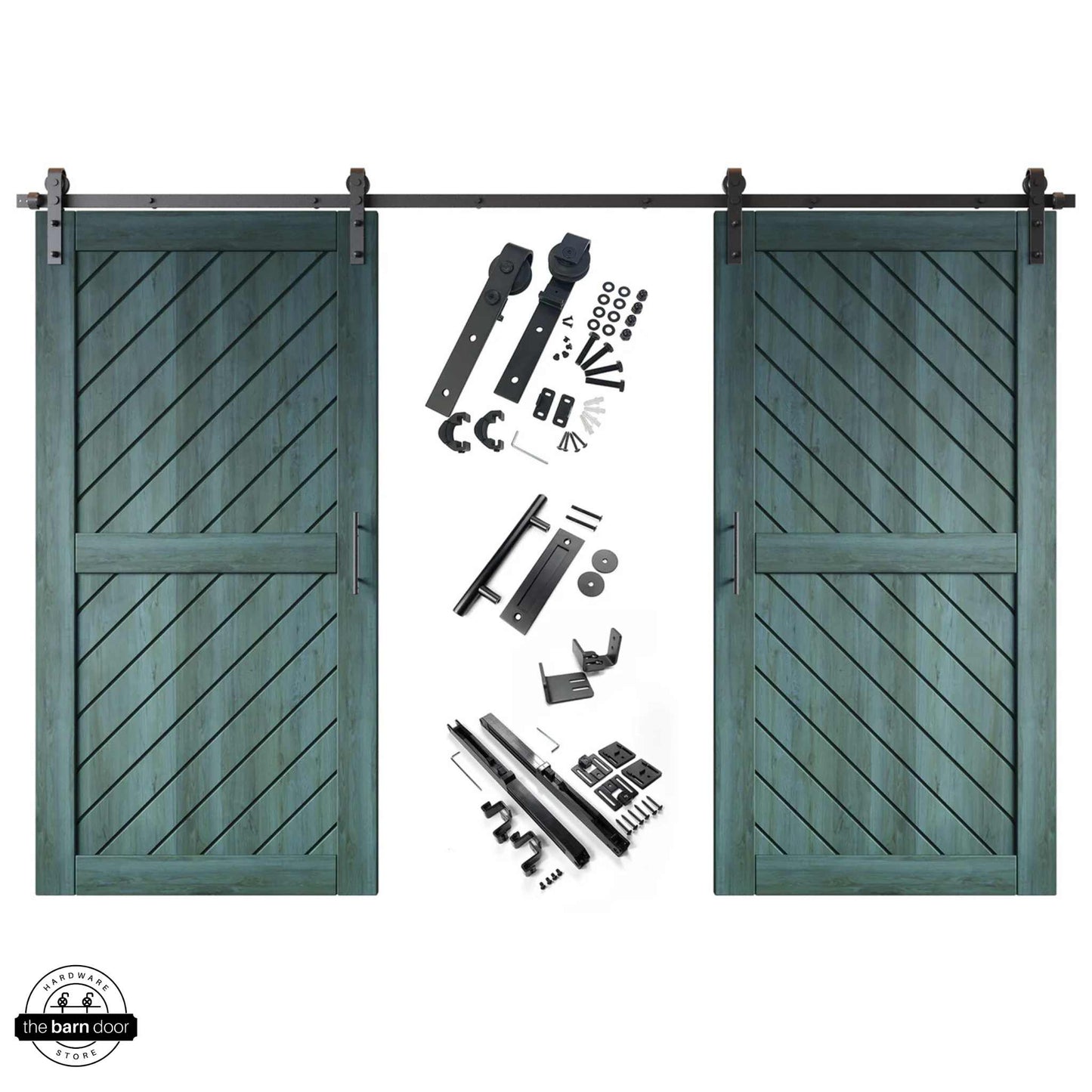 Slanted Double Barn Door Kit | Black Hardware