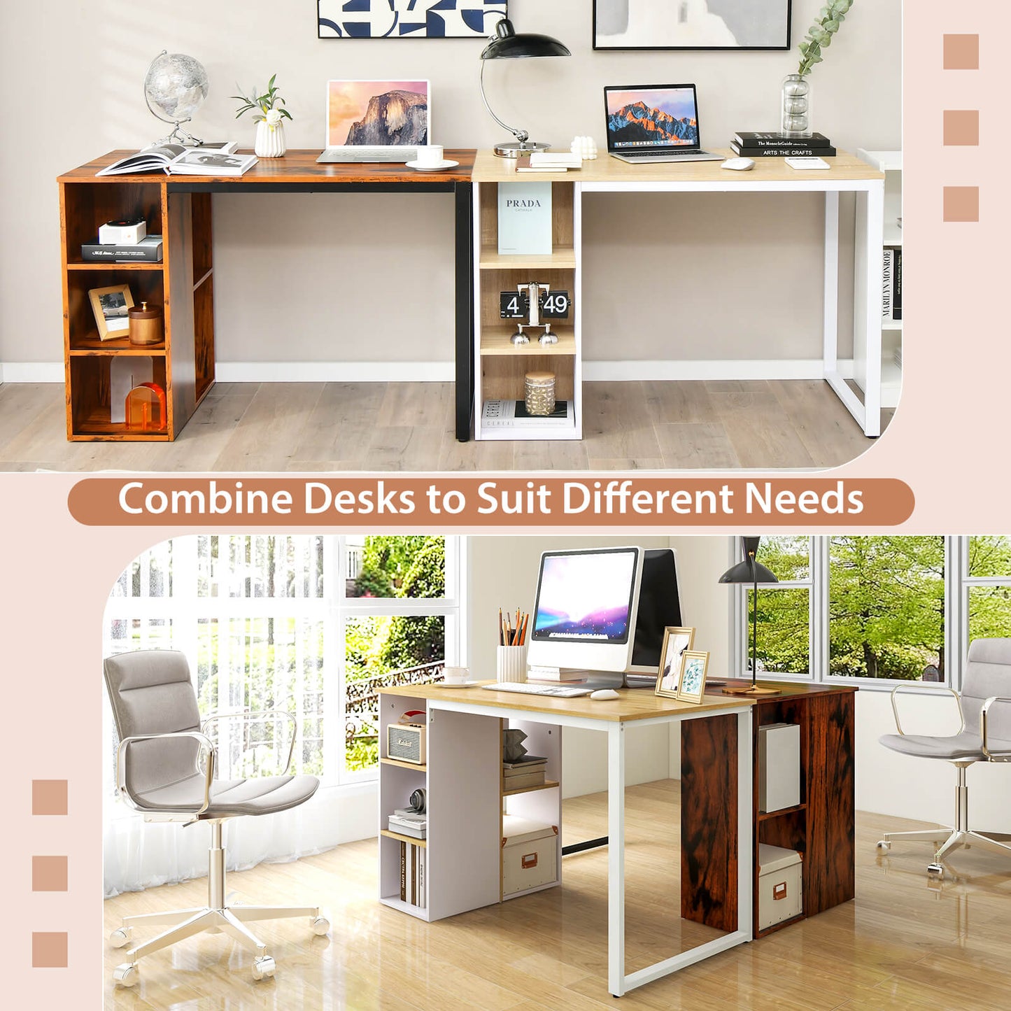 45 Inch Computer Desk with 5 Storage Compartments and Metal Frame