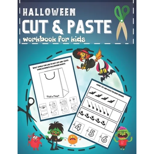 Halloween Cut & Paste Workbook for Kids: Activity Puzzle Book for Preschool Children Scissor Skills Kids - Paperback