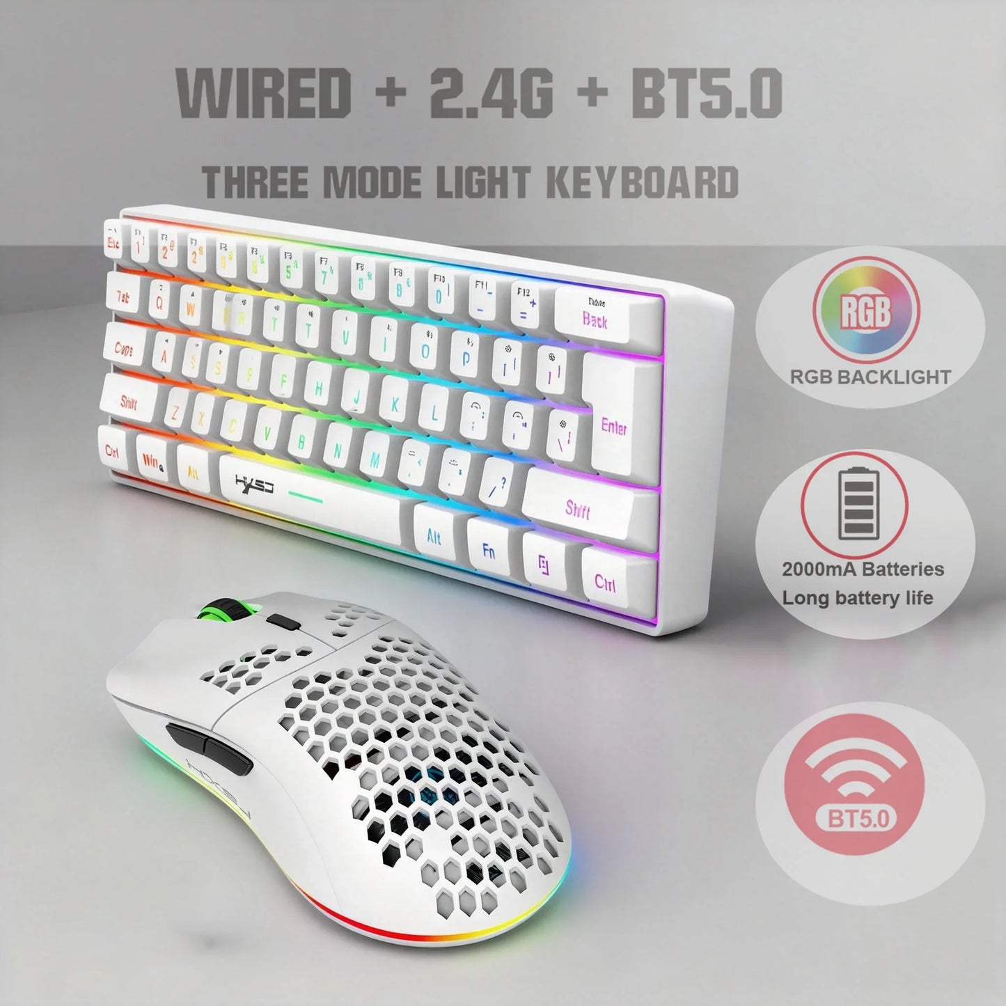 Wireless Keyboards and Mouse Kwhite Gaming Eyboard USB 60% Computer Branco Bluetooth Combo Ergonomic PC Backlit iPad Key Board