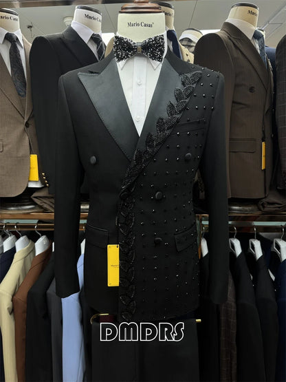 2-Piece Luxury Suit Set for Men, Jacket and Pants Double Breasted Suit