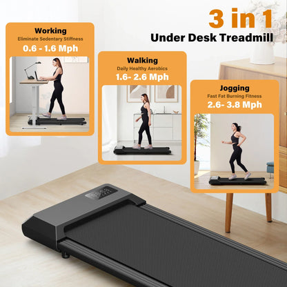Under-Desk Walking Pad Treadmill — 2.5HP, App & Remote, LCD Display
