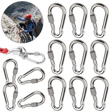 M4-M12 304 Stainless Steel Screw-Lock Quick Link Carabiner 1/2-Pack Outdoor Climbing & Camping Gear