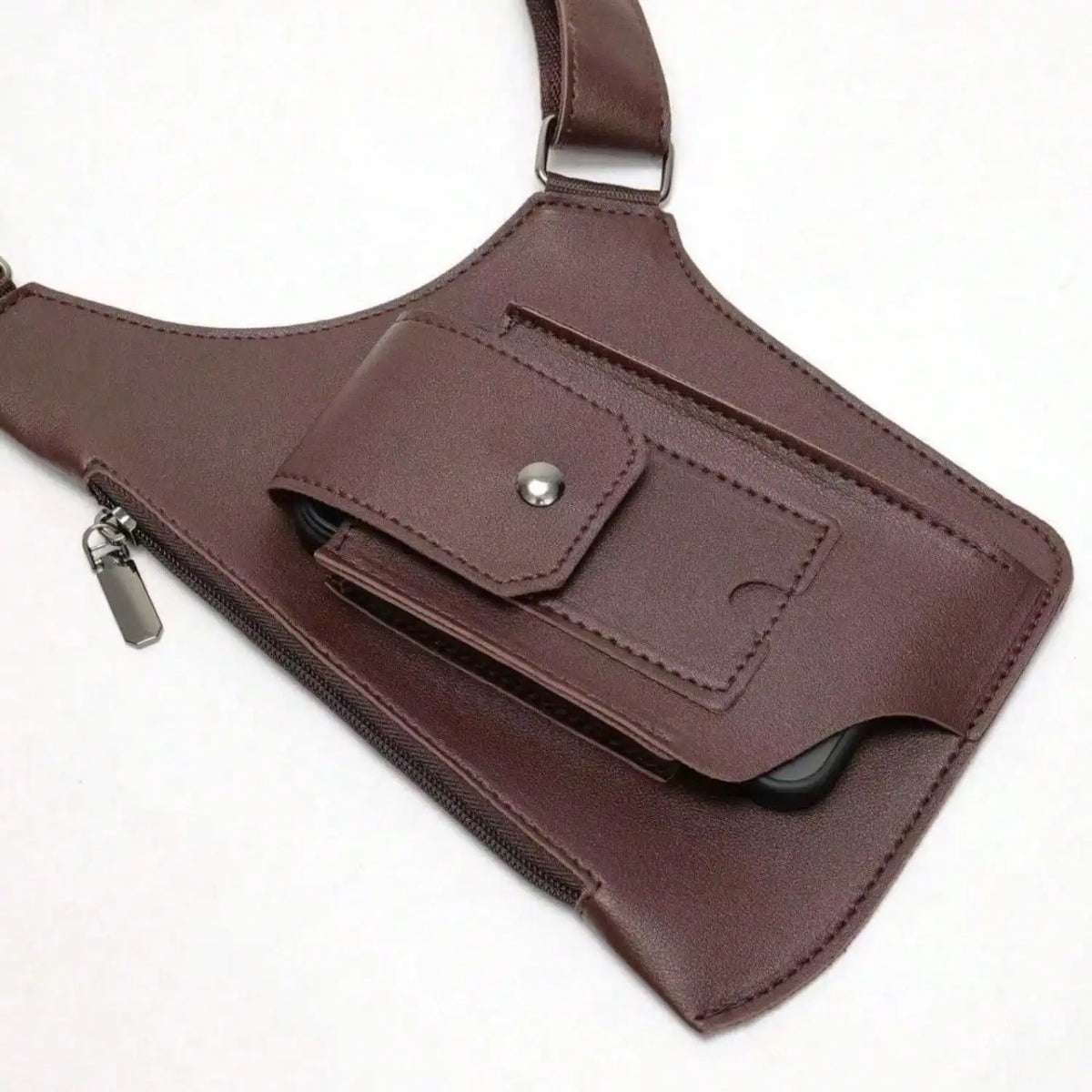 Hidden Underarm Shoulder Holster Wallet – Anti-Theft PU Leather Double Bag Strap for Men & Women, Brown or Black