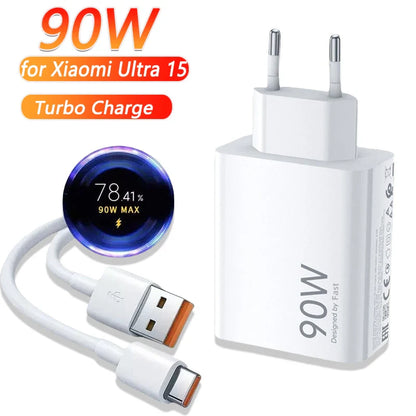 65W USB Quick Charger with USB-A to USB-C Fast Charging Cable – PD/QC Compatible, UL CE EMC Certified