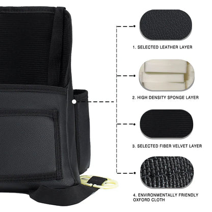 Leather Car Seat Middle Hanger Organizer – Large Capacity Between-Seats Handbag Holder with Tissue & Cup Pockets