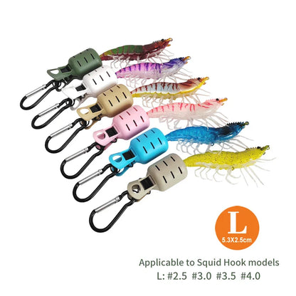 6-Pack Squid Jig Bait Protector Kit — Egi Hook Covers with Carabiner, Webfoot Octopus and Cuttlefish Lure Caps