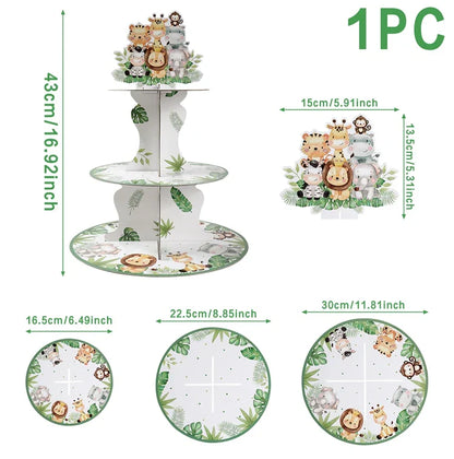 Jungle Animal Tablecloth Birthday Party Decor Palm Leaves Tablecloth Jungle Safari Wild One Kids Birthday Party Decoration