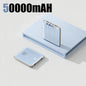 50000mAh Mini Power Bank - Large Capacity Fast Charging Portable Charger with 4 Built-In Cables (USB-C, Lightning, Micro USB) for Smartphones
