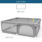 Light Gray Baby Playpen with Pull Ring - Play Yard & Ball Pit Safety Fence for Toddlers