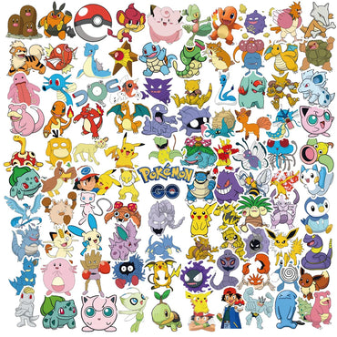 100/200/300Pcs Pokemon Kawaii Pikachu Stickers Decoration Decals Laptop Skateboard Car Luggage Phone Waterproof Sticker Toy