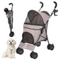 4-Wheel Pet Stroller for Dogs & Cats with Rotating Front Wheels, Brakes and Storage for Travel & Outdoor
