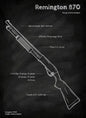 Weapons Blueprint Poster Black Board Guns Blueprint Wall Art Canvas Painting Military Enthusiast Home Room Wall Decor Gunfight