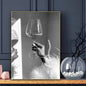 Modern Luxury Fashion Black White Art Heels Champagne Retro Poster Sticky Wall Art Printing Waterproof Home Living Bed Room Bar