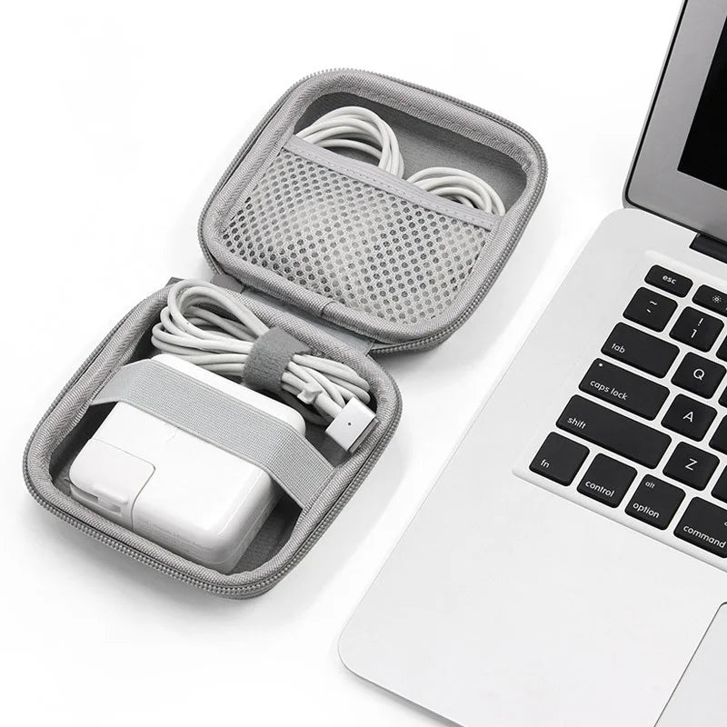 Portable Earphone & Cable Organizer Case — Leather Digital Gadget Storage Pouch