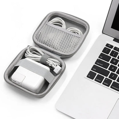 Leather Earphone & Cable Organizer Case – Portable Earbud, Charger & USB Drive Storage
