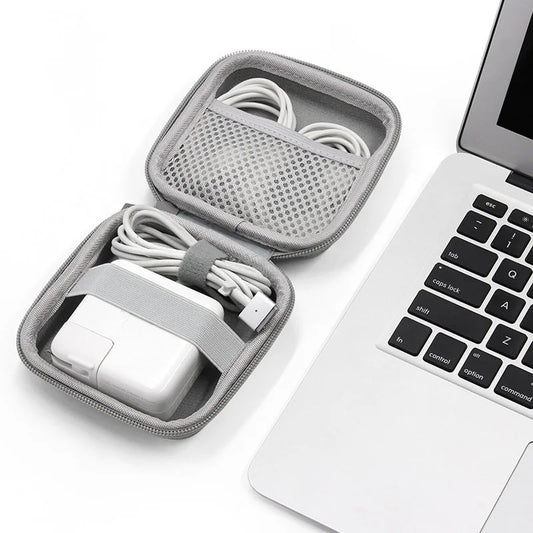 Leather Earphone & Cable Organizer Case – Portable Earbud, Charger & USB Drive Storage