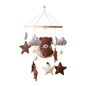 Crib Mobile Rattle Wooden Baby Bell with Felt Cartoon Bear Toys
