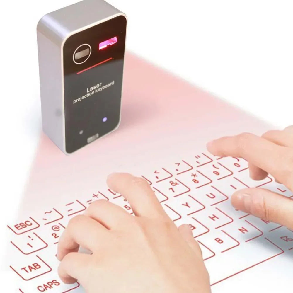YiHeSZ KB560 Laser Projection Keyboard - Bluetooth + USB, Full-Size QWERTY, Mouse Function, iOS/Android/Windows/Mac, Rechargeable