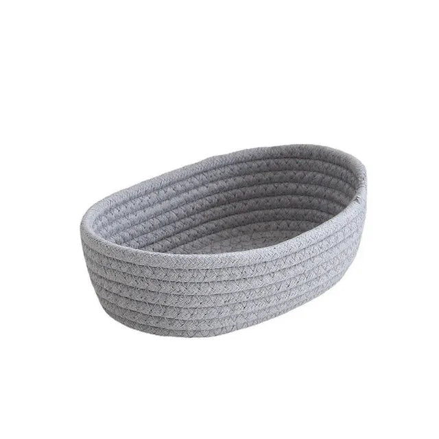 Nordic Cotton Rope Woven Storage Baskets - Small/Medium/Large Desktop Organizer for Cosmetics, Keys & Sundries