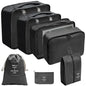 7/8/9/10 Pcs Travel Organizer Packing Cubes – Lightweight Polyester Luggage Storage Bags for Clothes, Shoes, and Accessories