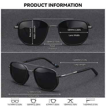 BARCUR Sunglasses Men’s Polygon Fashionable Frame – Polarized UV400 Protection for Summer Driving Outdoor and Casual Wear – Stylish Comfortable Thickened Striped Design with TAC Lenses