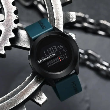 Men's LED Digital Sports Watch – 50mm Case, Waterproof 3ATM, Alarm & Stopwatch