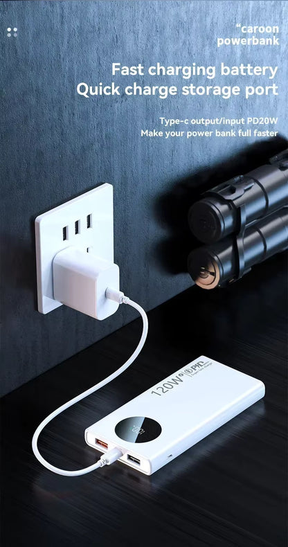 500000mAh Power Bank 120W Super Fast Charging PD20W Dual Way Digital Display Airplane Safe CCC For iPhone Samsung Xiaomi