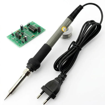 60W Adjustable Temperature Soldering Iron with EU Plug – Rotary Control & Replaceable Tips for DIY Electronics Repair
