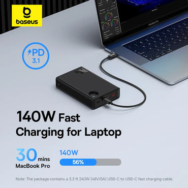140W 24000mAh Power Bank Portable Fast Charger 3-Port USB-C & USB-A PD for iPhone MacBook Tablet