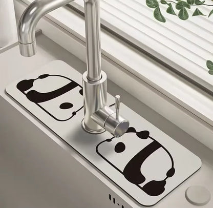VIKAMA Cartoon Cute Faucet Mat Kitchen Super Absorbent Mat Coffee Machine Drain Mat Drying Mat Quick-Drying Bathroom Drain Mat