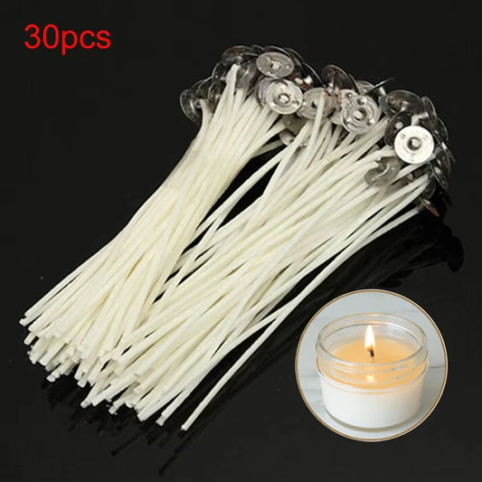 30-Pack Waxed Cotton Core Candle Wicks - Smokeless DIY Candle Wicks for Candle Making