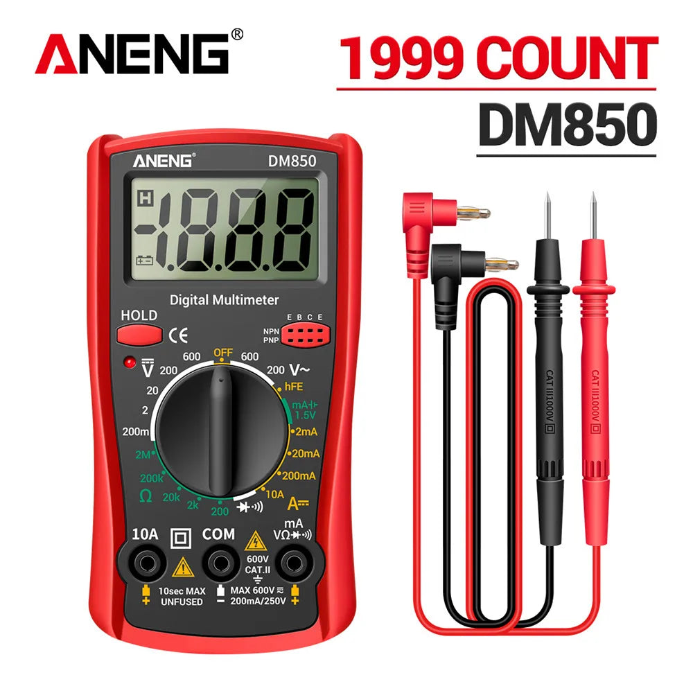 Digital Multimeter 1999-Count AC/DC Voltage Current Resistance Continuity Tester - Pocket Meter