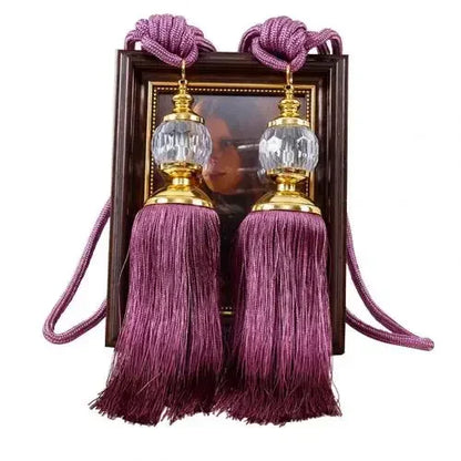 1Pair Tassel Curtain Tieback Crystal Bead Hanging Ball Tie Room Accessories Holder Buckle Rope Bandage Holdback Window Shade