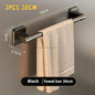 Self-Adhesive No-Drill Bathroom Wall Towel Rack 20-24 in (50-60 cm) Aluminum Single Bar with Hooks