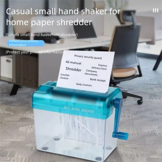 A6 Mini Manual Desktop Paper Shredder - Hand-Crank Office Document Shredder