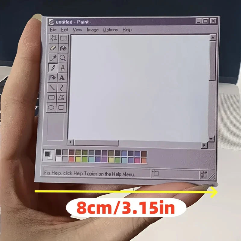Vintage Computer Theme Memo Pad - 50 Adhesive Sticky Notes, Retro Stationery for Artists, Students & Office